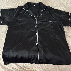 Black Pajama Top and Bottoms Set